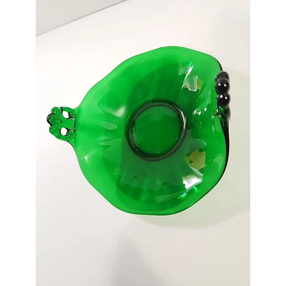 Anchor Hocking Forest GreenGlass Curled Edge Candy/Trinket/Plate